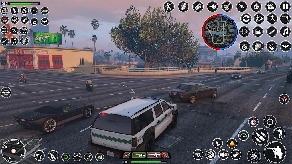 警察驾驶城市追逐