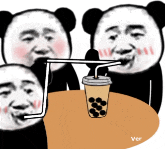 熊猫头喝奶茶表情包