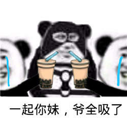 熊猫头喝奶茶表情包