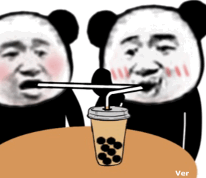熊猫头喝奶茶表情包
