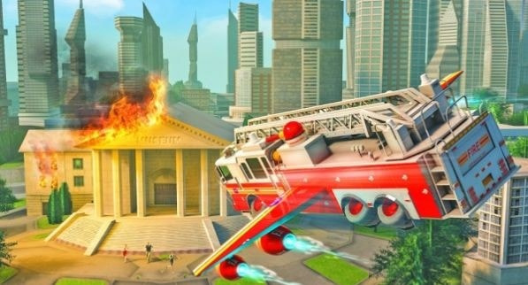 消防员卡车变形